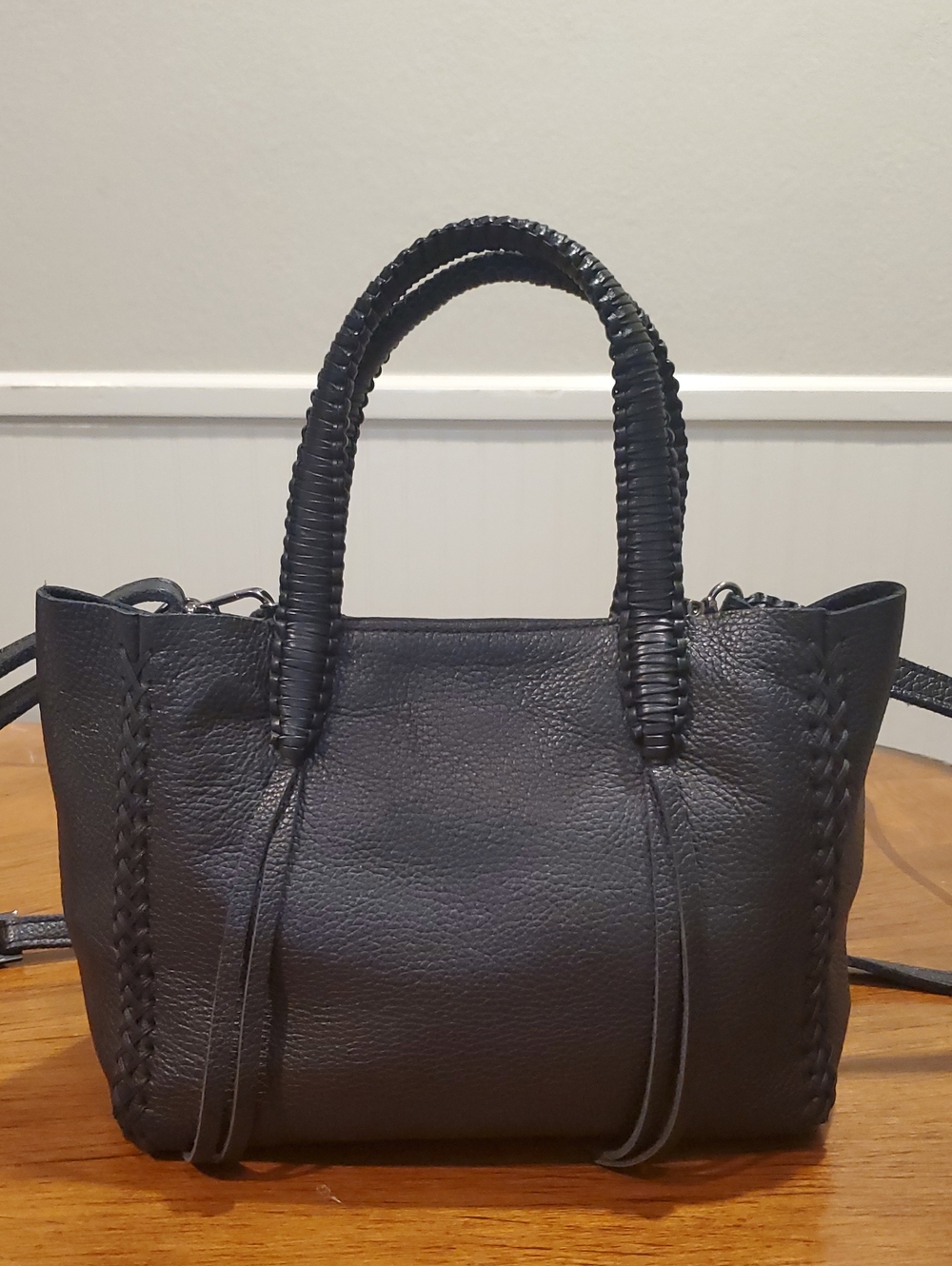 Callista Mini Tote Black Grained Leather